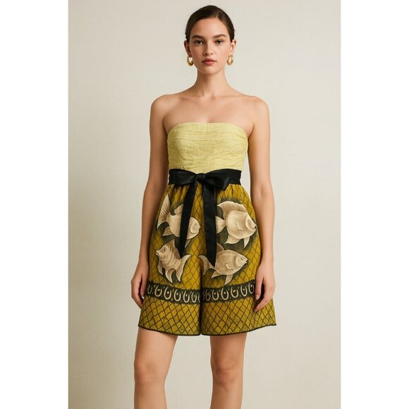 Anthropologie Dresses & Skirts - Anthropologie Vanessa Virginia Baxter Bay Fish Dress Size 0 Yellow Cotton NWT
